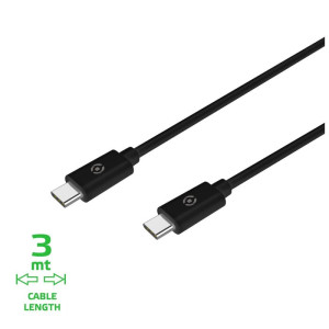 კაბელი Type - C  Celly PD USB Type-C cable to USB Type-C (60 W) 3M Black