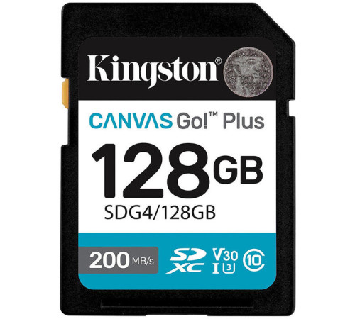 ფლეშ მეხსიერება Kingston Canvas Go Plus 128GB SD Card | Up to 200MB/s | Class 10, UHS-I, U3, V30 | SDG4/128GB