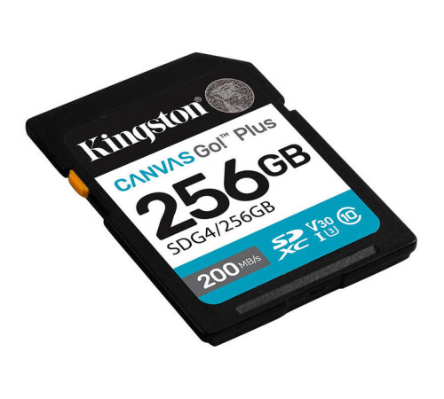 ფლეშ მეხსიერებაფლეშ მეხსიერება Kingston Canvas Go Plus 256GB SD Card | Up to 200MB/s | Class 10, UHS-I, U3, V30 | SDG4/256GB