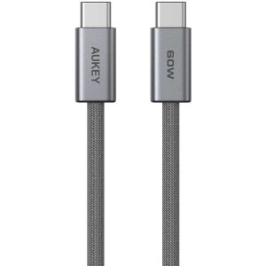 კაბელი AUKEY CB-DCC062 C to C 60W480Mbps 1.8M Braided USB 2.0 Cable (Gunmetal)