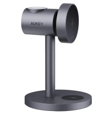 უსადენო დამტენი AUKEY LC-MC311 3-in-1 desktop magnetic wireless  (gun color) QI2.0 version with C-C1.5M+30W European standard charging plug