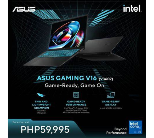 ნოუთბუქი ASUSTEK ASUS V16 (V3607) 16' 144Hz U5 210H  16GB 512GB SSD RTX 5060  8GB BLACK
