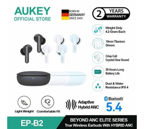 ყურსასმენი Aukey EP-B2 Beyond ANC Elite Wireless Earbuds White