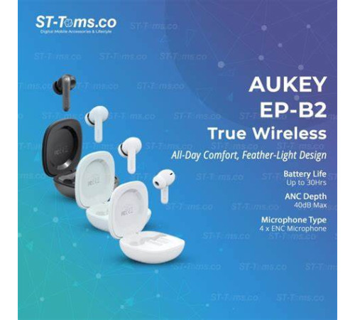 ყურსასმენი Aukey EP-B2 Beyond ANC Elite Wireless Earbuds White