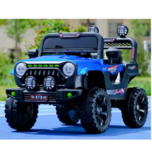 საბავშვო ელექტრო მანქანა  ტყავის სავარძლით D-618-BLU