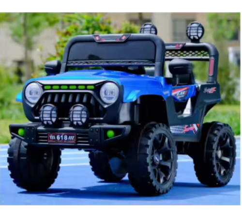 საბავშვო ელექტრო მანქანა  ტყავის სავარძლით D-618-BLU